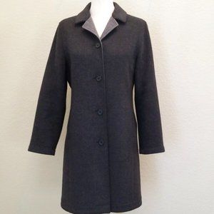 Lands End Classic Grey Wool Coat